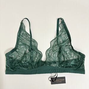 ADDICTION Huit Lenna Pomme Bralette Forest Green Lace Lingerie NWT